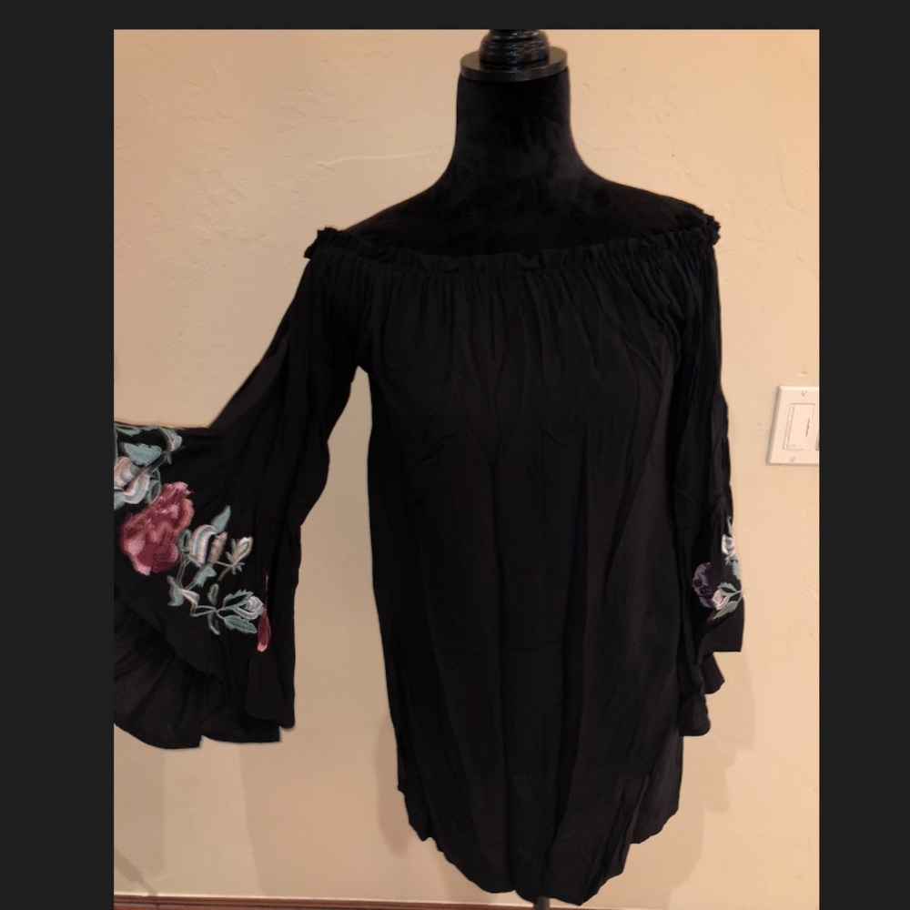 Embroidered off the shoulder dress